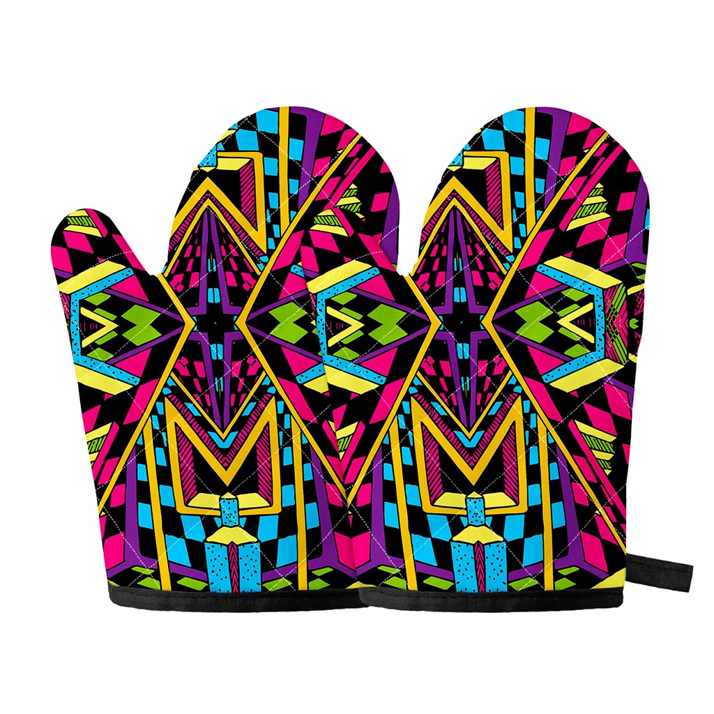 Ethnic Psychedelic Trippy Print Oven Mitts