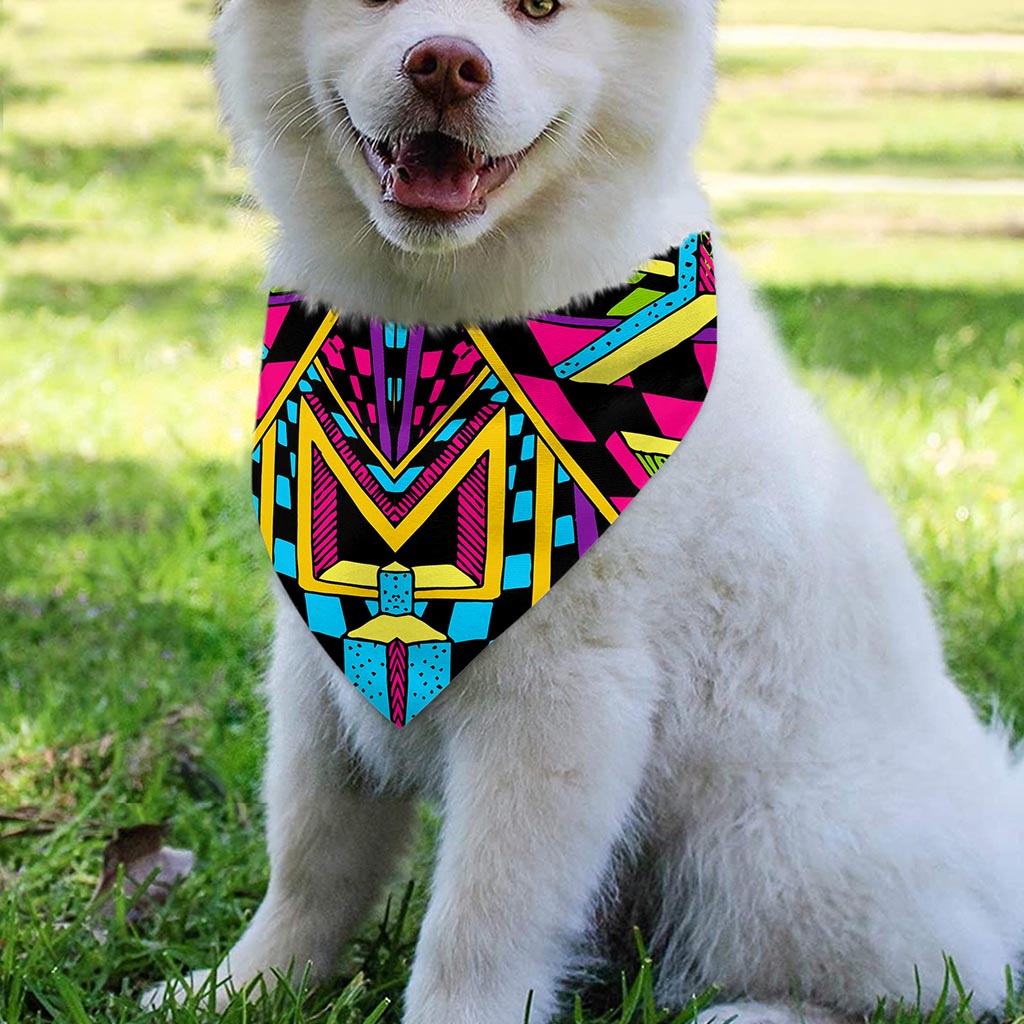 Ethnic Psychedelic Trippy Print Over The Collar Dog Bandana