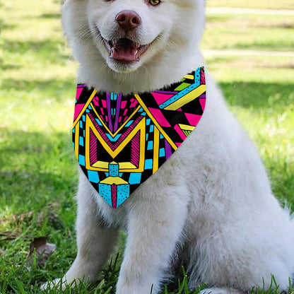 Ethnic Psychedelic Trippy Print Over The Collar Dog Bandana