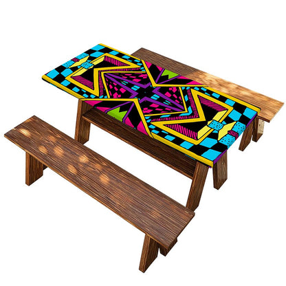 Ethnic Psychedelic Trippy Print Picnic Table Cover