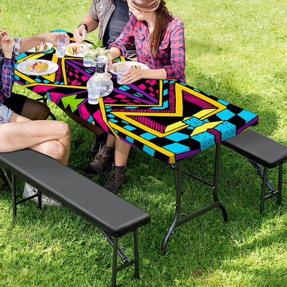 Ethnic Psychedelic Trippy Print Picnic Table Cover