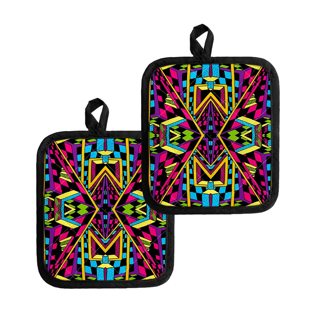 Ethnic Psychedelic Trippy Print Pot Holders