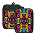 Ethnic Psychedelic Trippy Print Pot Holders With Pocket