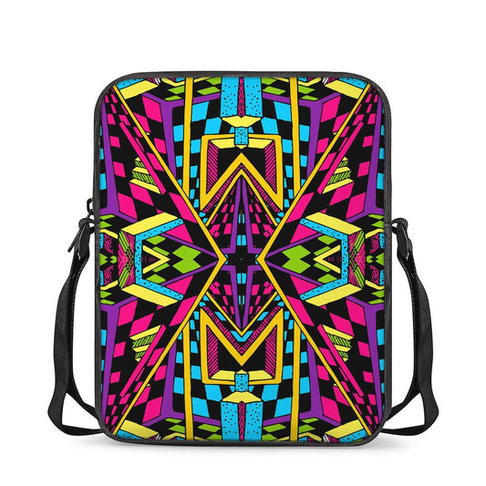 Ethnic Psychedelic Trippy Print Rectangular Crossbody Bag