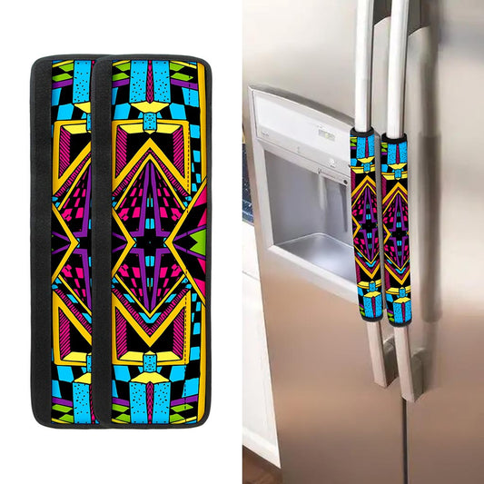 Ethnic Psychedelic Trippy Print Refrigerator Handle Covers
