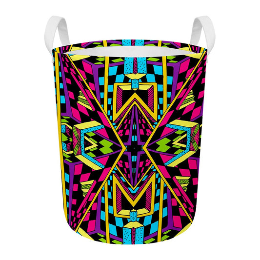 Ethnic Psychedelic Trippy Print Round Laundry Basket