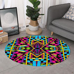 Ethnic Psychedelic Trippy Print Round Rug