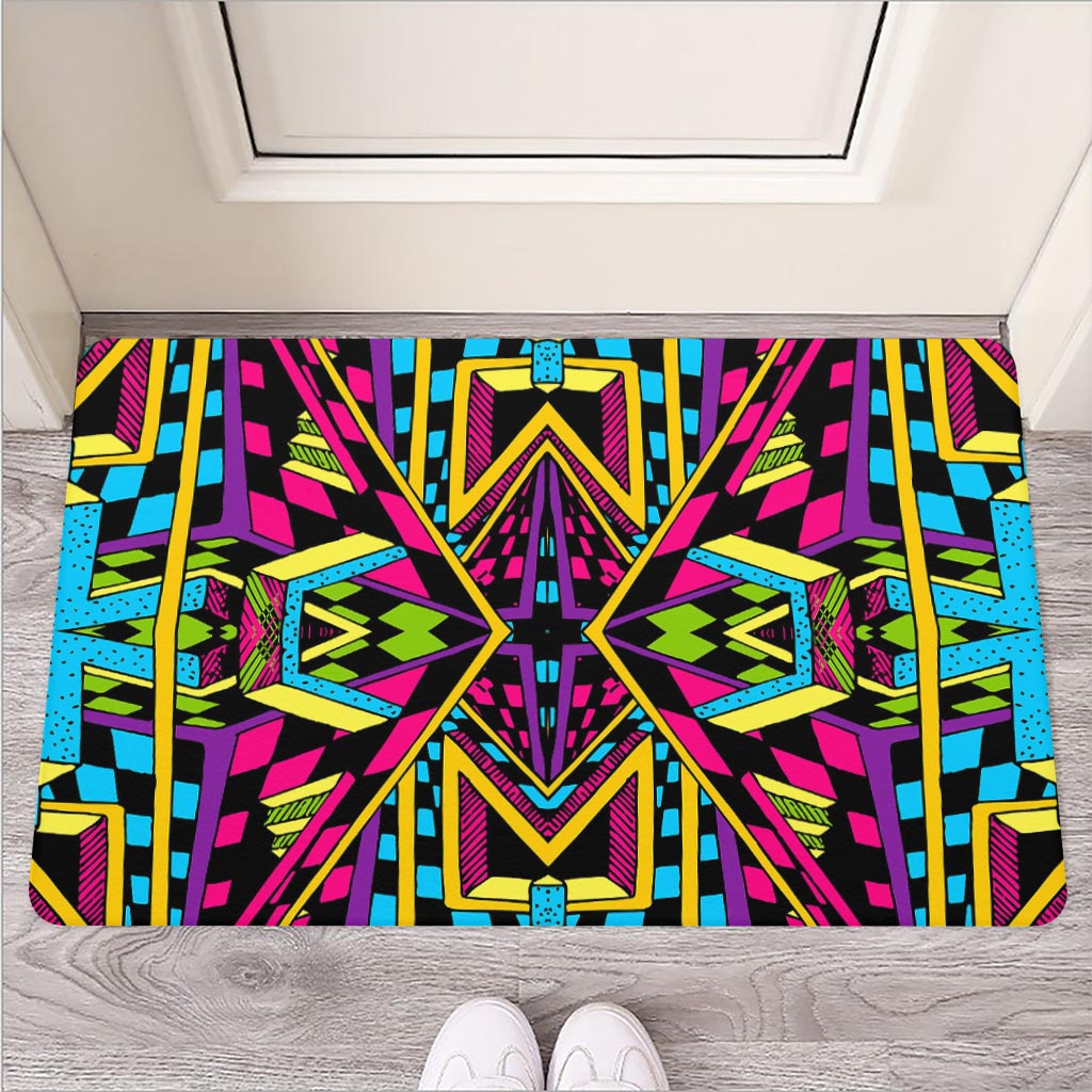 Ethnic Psychedelic Trippy Print Rubber Doormat