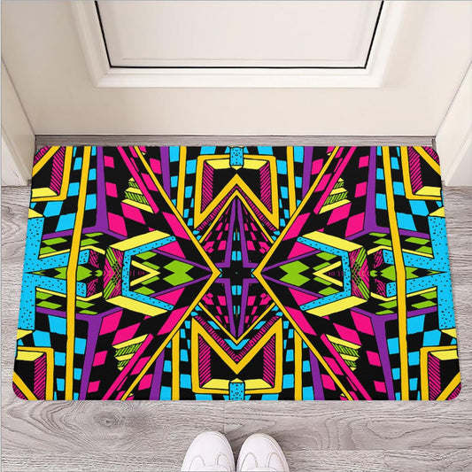 Ethnic Psychedelic Trippy Print Rubber Doormat