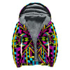 Ethnic Psychedelic Trippy Print Sherpa Lined Zip Up Hoodie