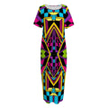Ethnic Psychedelic Trippy Print Short Sleeve Long Nightdress