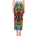 Ethnic Psychedelic Trippy Print Side Slit Maxi Skirt