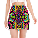 Ethnic Psychedelic Trippy Print Side Slit Mini Skirt