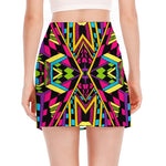 Ethnic Psychedelic Trippy Print Side Slit Mini Skirt