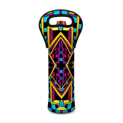 Ethnic Psychedelic Trippy Print Single Neoprene Wine Tote
