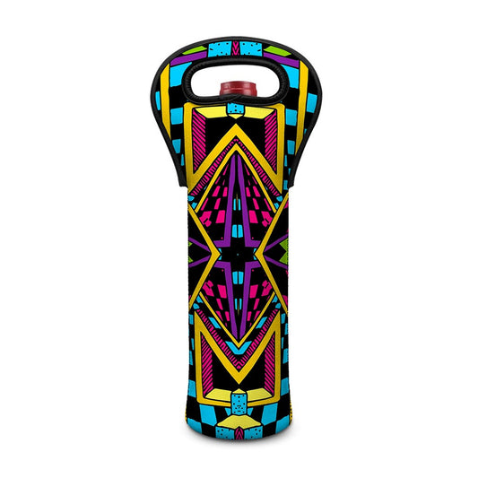 Ethnic Psychedelic Trippy Print Single Neoprene Wine Tote