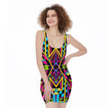 Ethnic Psychedelic Trippy Print Sleeveless Bodycon Dress