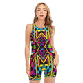 Ethnic Psychedelic Trippy Print Sleeveless One Piece Swimsuit