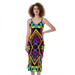 Ethnic Psychedelic Trippy Print Slim Fit Midi Cami Dress