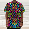 Ethnic Psychedelic Trippy Print Textured Short Sleeve Shirt