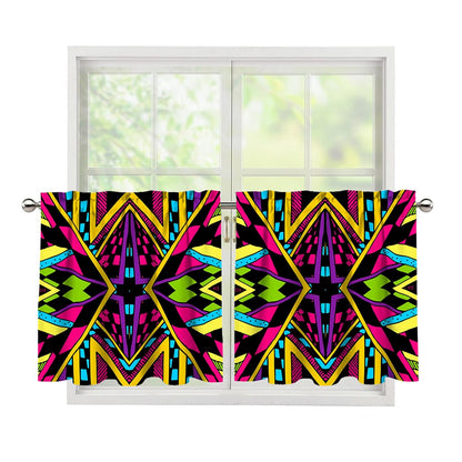 Ethnic Psychedelic Trippy Print Tier Curtains