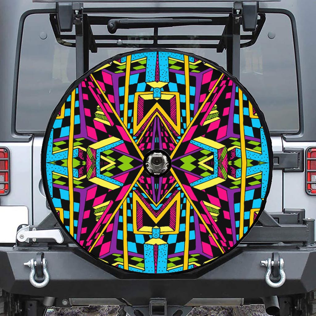 Ethnic Psychedelic Trippy Print Tire Cover With Camera Hole