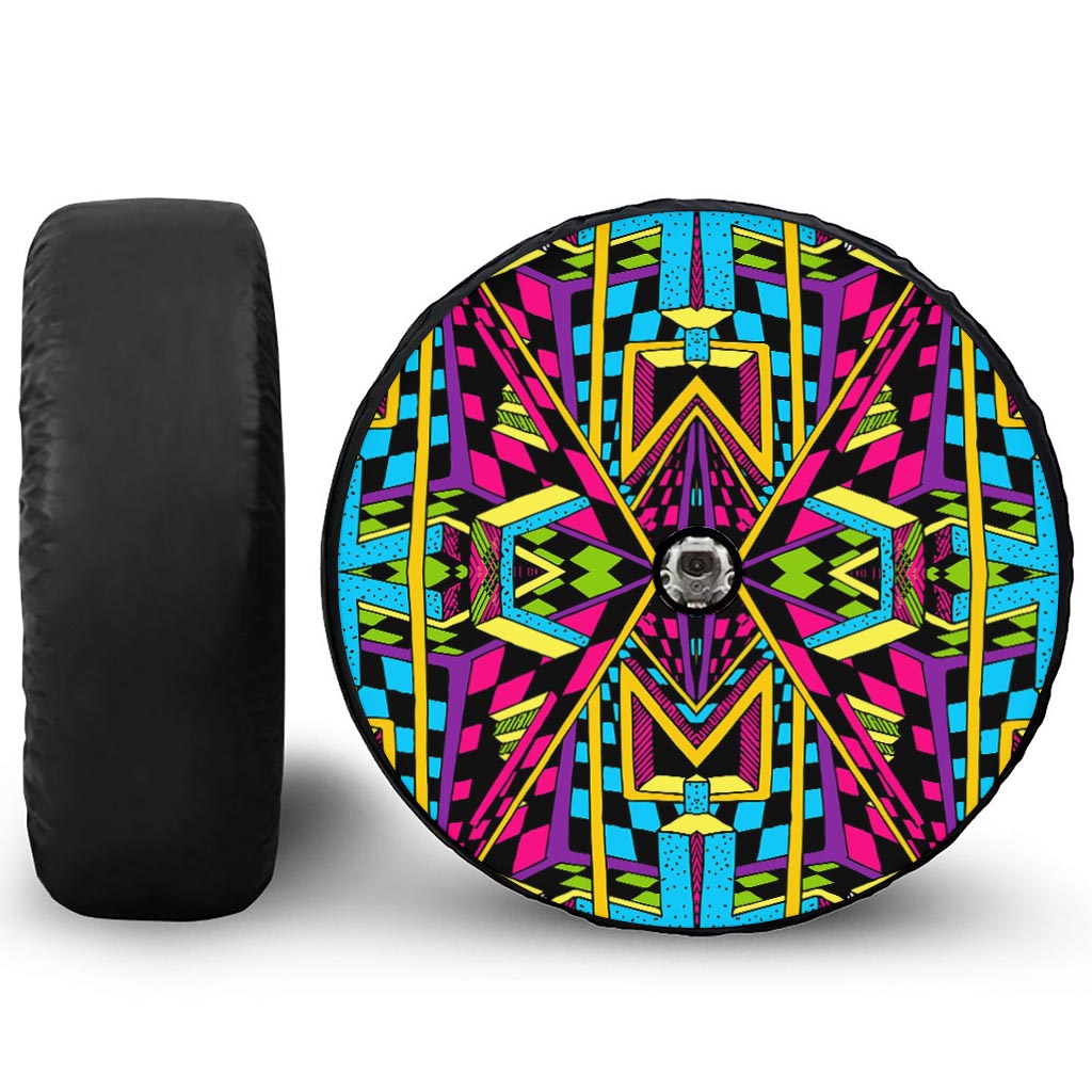Ethnic Psychedelic Trippy Print Tire Cover With Camera Hole