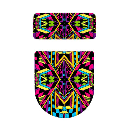 Ethnic Psychedelic Trippy Print Toilet Lid And Tank Cover Set