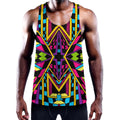 Ethnic Psychedelic Trippy Print Men's Workout Tank Top