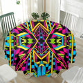 Ethnic Psychedelic Trippy Print Waterproof Round Tablecloth