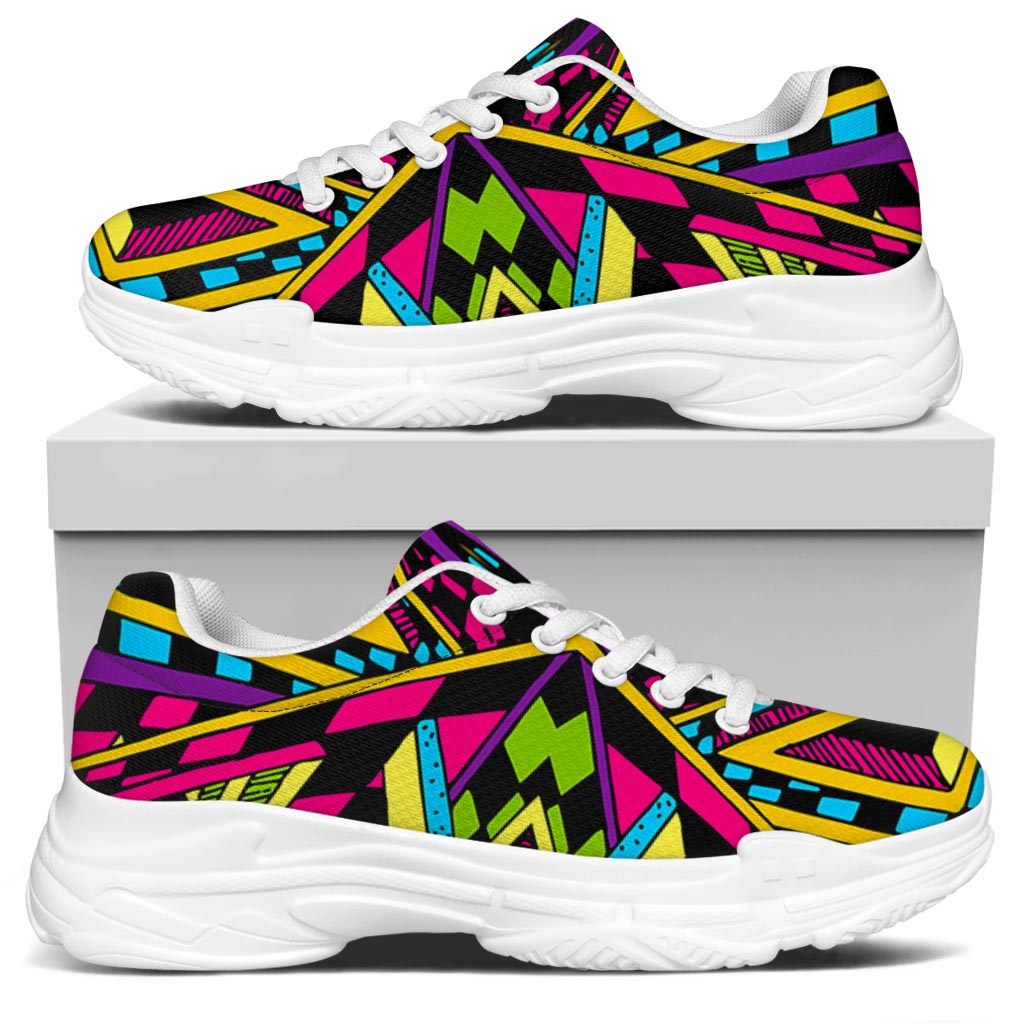 Ethnic Psychedelic Trippy Print White Chunky Shoes