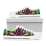 Ethnic Psychedelic Trippy Print White Low Top Sneakers