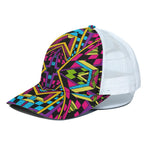 Ethnic Psychedelic Trippy Print White Mesh Trucker Cap
