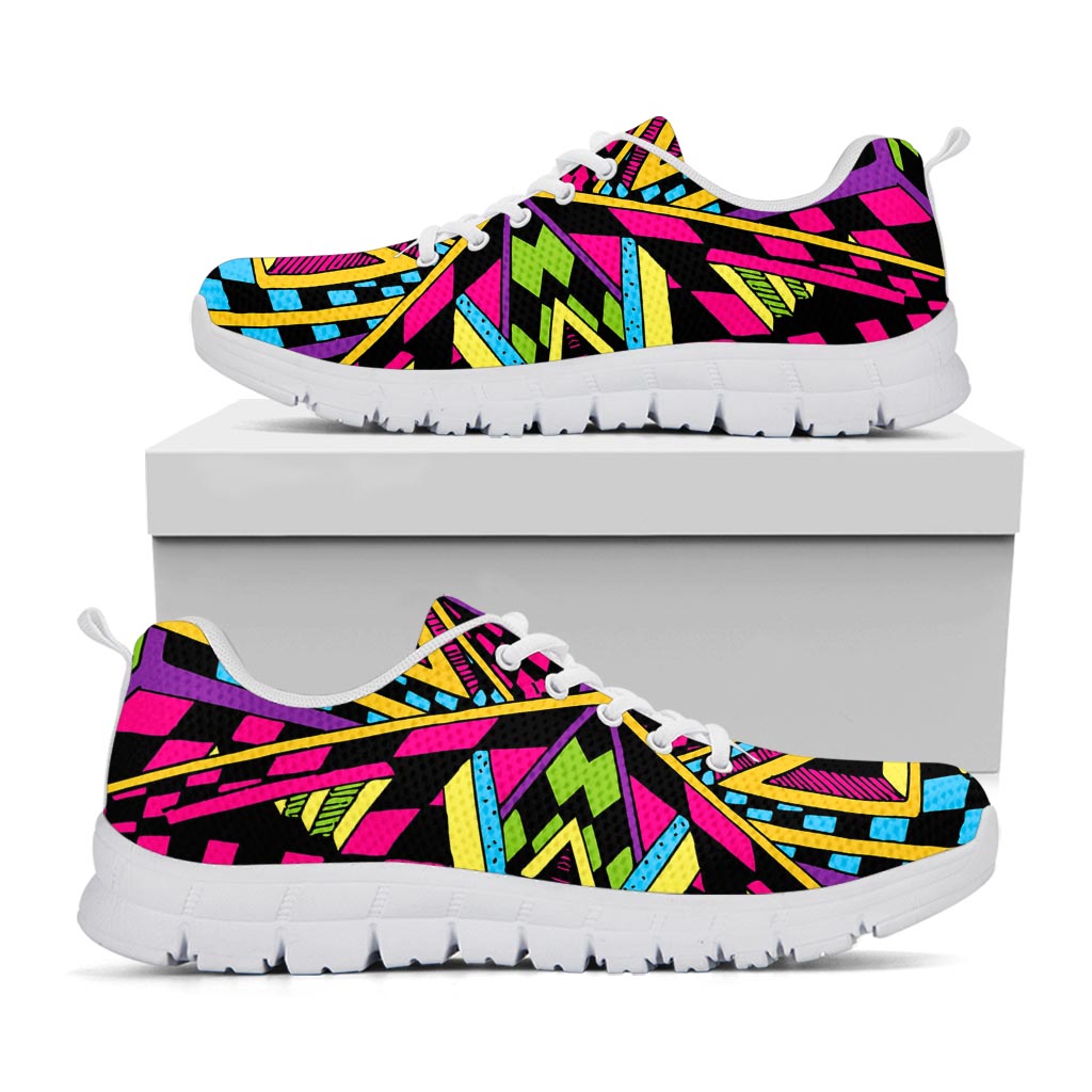 Ethnic Psychedelic Trippy Print White Running Shoes
