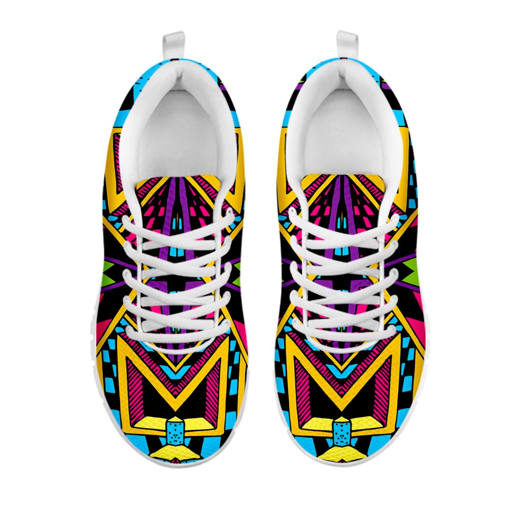 Ethnic Psychedelic Trippy Print White Running Shoes