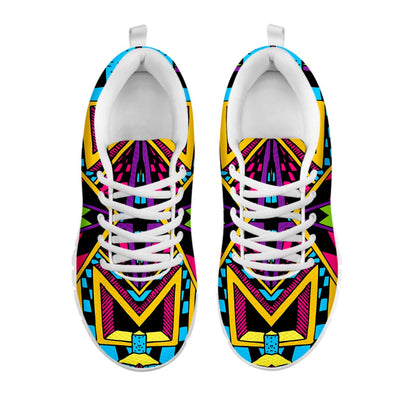 Ethnic Psychedelic Trippy Print White Running Shoes