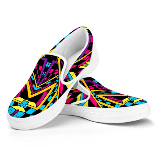 Ethnic Psychedelic Trippy Print White Slip On Sneakers