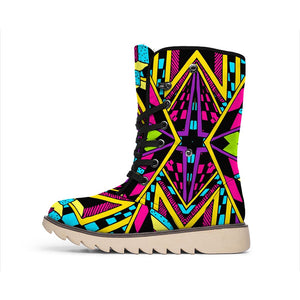 Ethnic Psychedelic Trippy Print Winter Boots