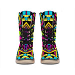 Ethnic Psychedelic Trippy Print Winter Boots