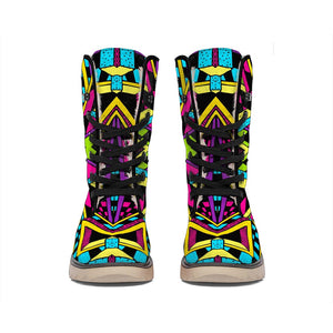 Ethnic Psychedelic Trippy Print Winter Boots