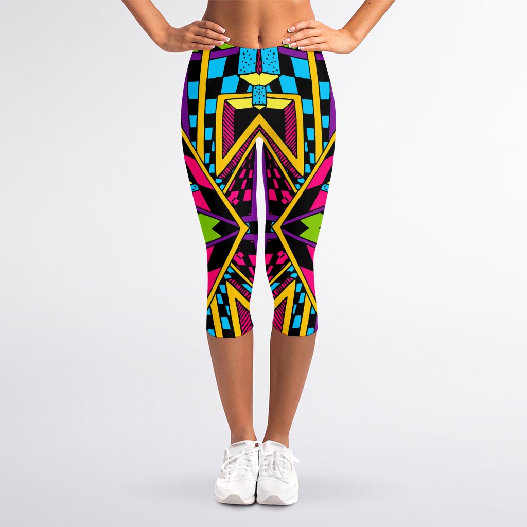 Ethnic Psychedelic Trippy Print Women's Capri Leggings