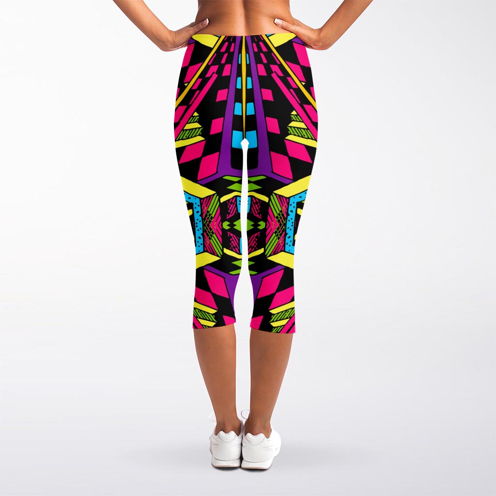 Ethnic Psychedelic Trippy Print Women's Capri Leggings
