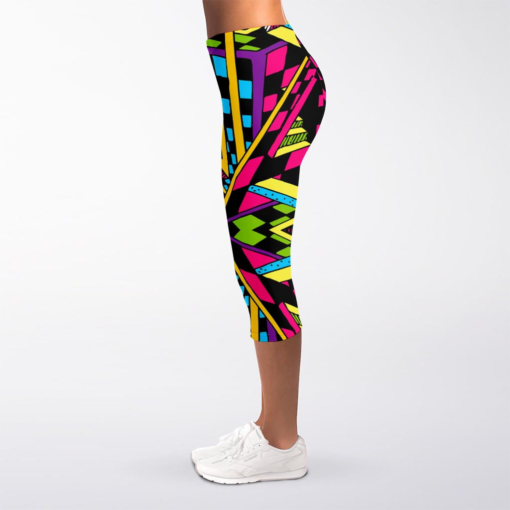Ethnic Psychedelic Trippy Print Women's Capri Leggings