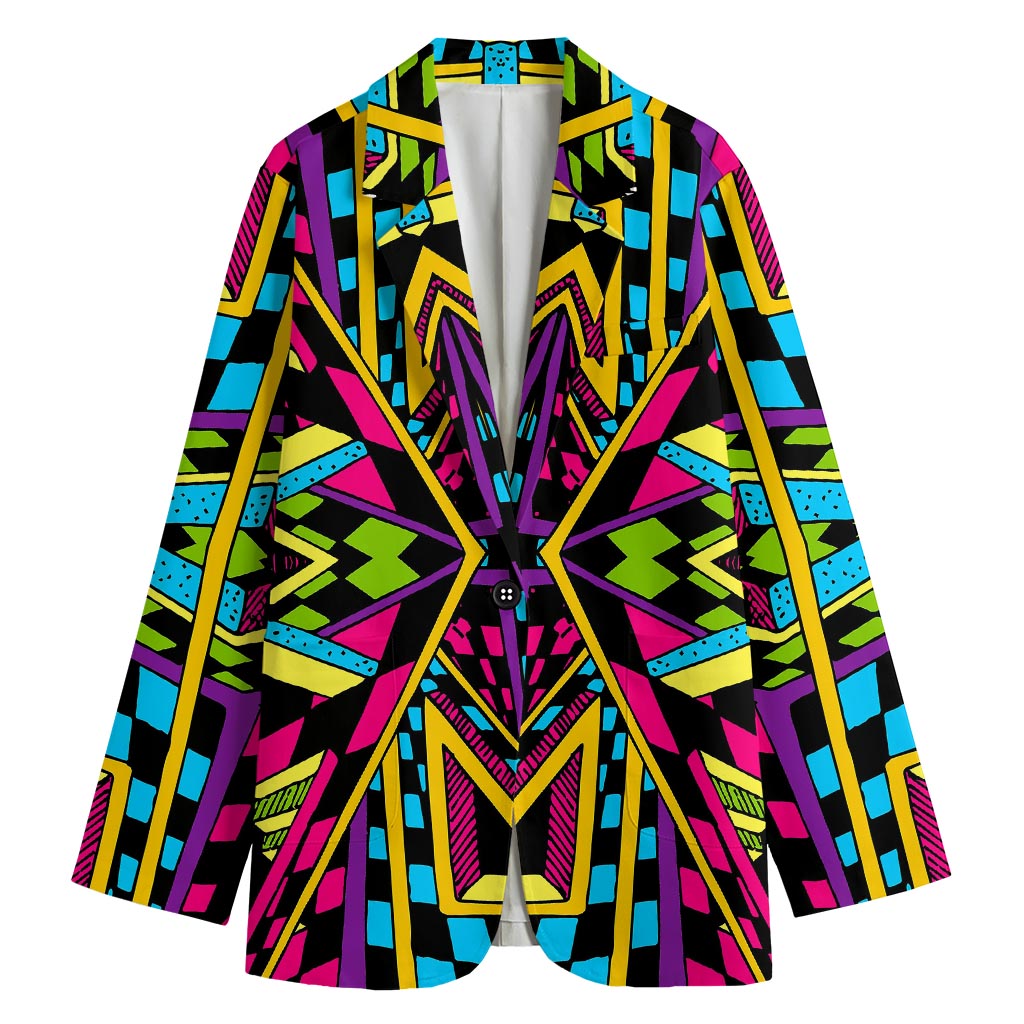 Ethnic Psychedelic Trippy Print Women's Cotton Blazer