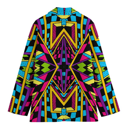 Ethnic Psychedelic Trippy Print Women's Cotton Blazer