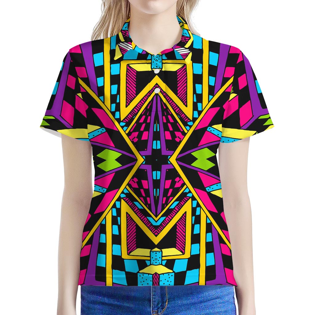 Ethnic Psychedelic Trippy Print Women's Polo Shirt