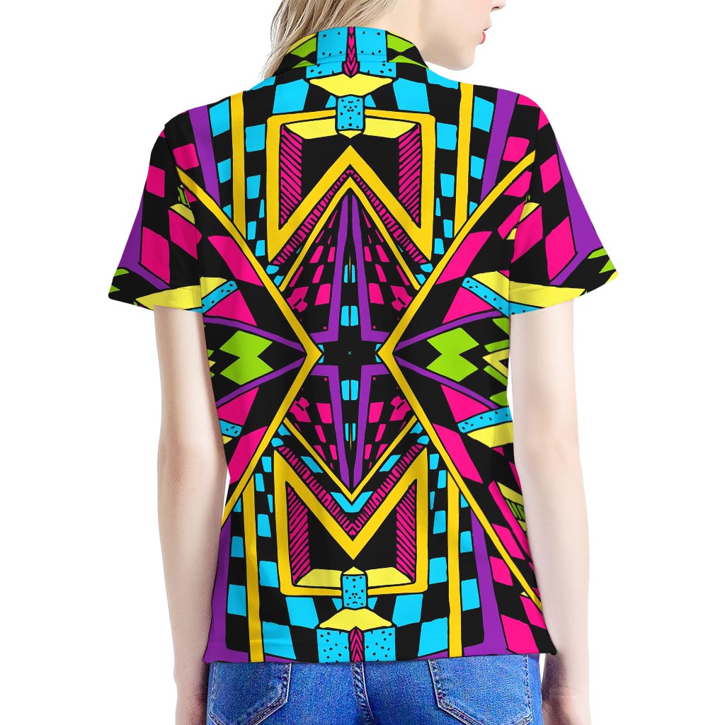 Ethnic Psychedelic Trippy Print Women's Polo Shirt