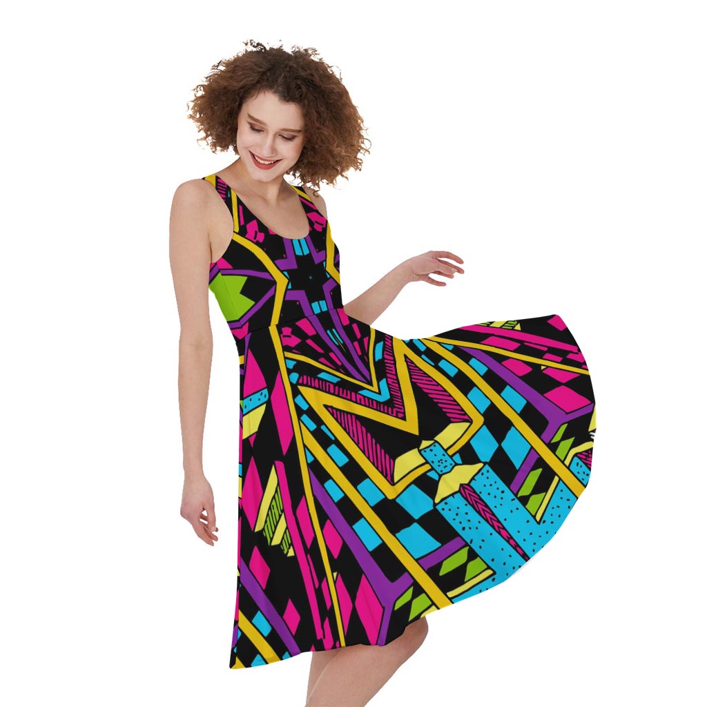 Ethnic Psychedelic Trippy Print Women's Sleeveless Dress