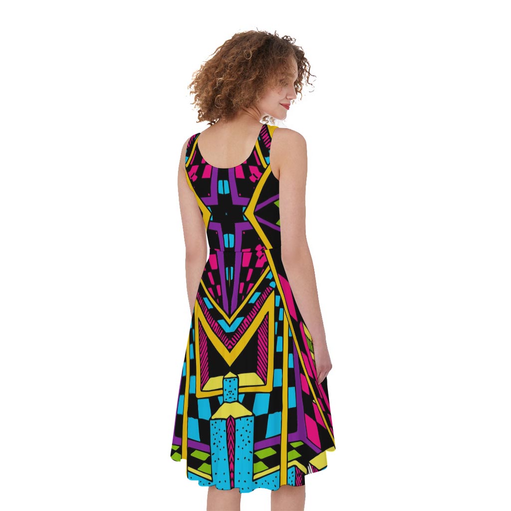 Ethnic Psychedelic Trippy Print Women's Sleeveless Dress