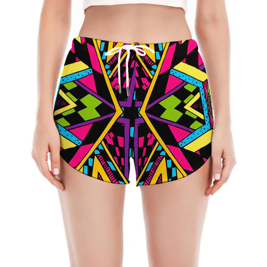 Ethnic Psychedelic Trippy Print Women's Split Running Shorts